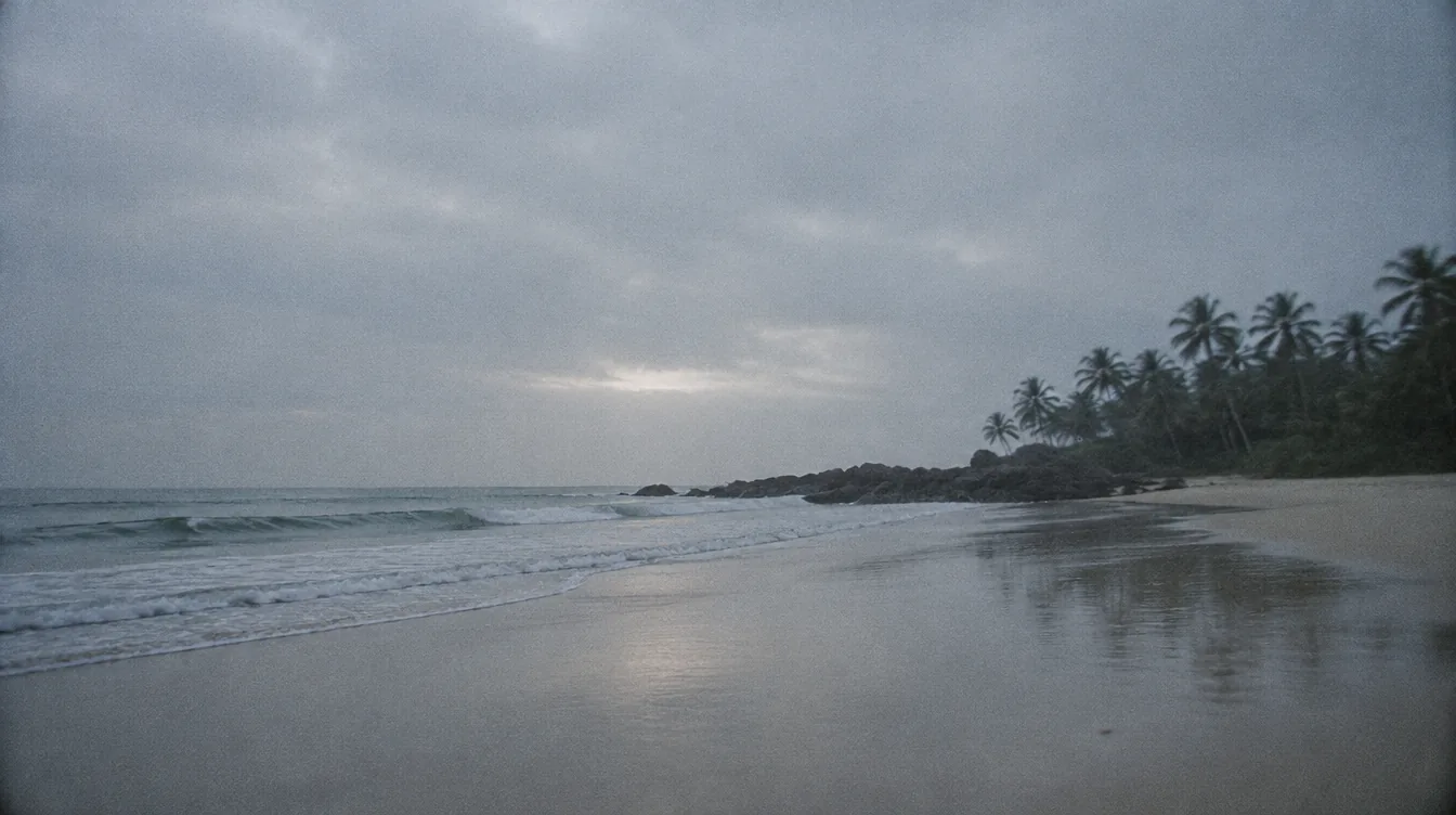 An almost empty bay on Sri Lanka's south coast in low afternoon light